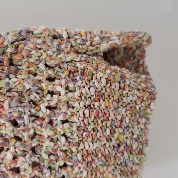 CAbi Multi Color Crochet Pullover Short Sleeve Sweater Sz M - Picture 4 of 5